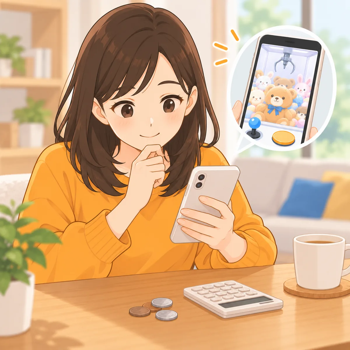 スマホを見ながら1回いくらかを確かめる人