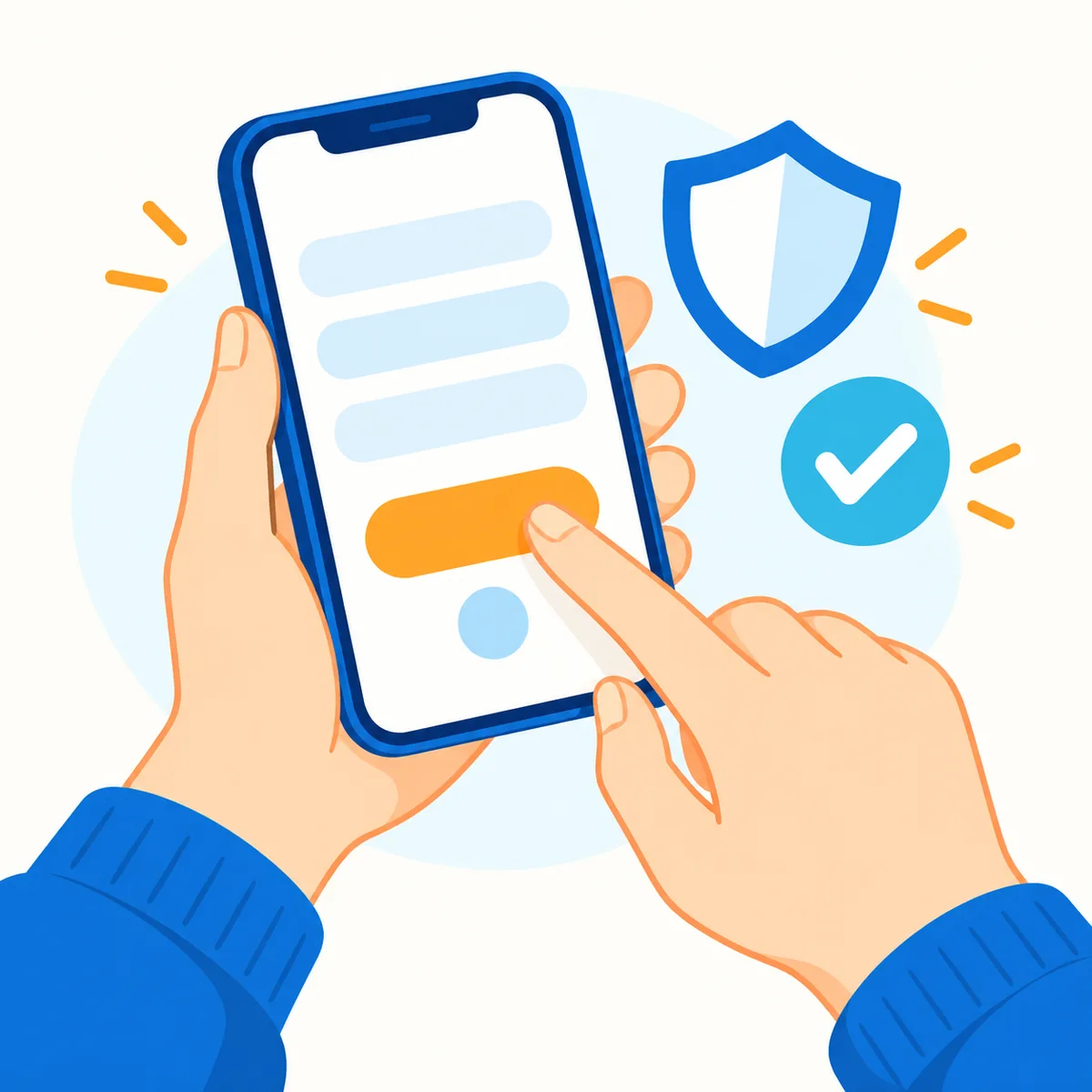 スマホで会員登録をしている手元